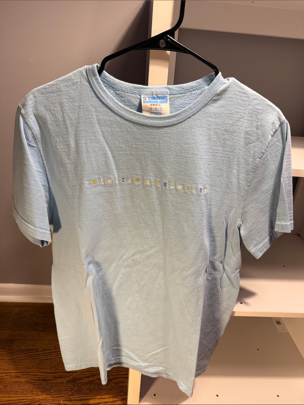 Champion Powder Blue Center-Logo Tee